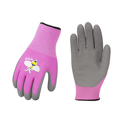 Vgo... 1-Pair Age 5-7 Kids Gardening Gloves, Children Yard Work Gloves, Soft Safety Rubber Gloves (XXS, Purple, KID-RB6013) - color: 1 Pair - Purple, size: XXS Age 5-7 (Pack of 1)