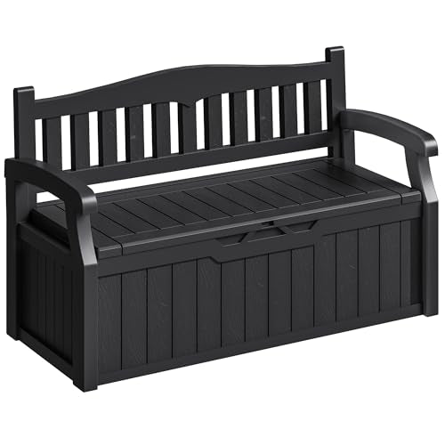 Homall 75 Gallon Outdoor Storage Benches Lockable Deck Box Waterproof - color: Black
