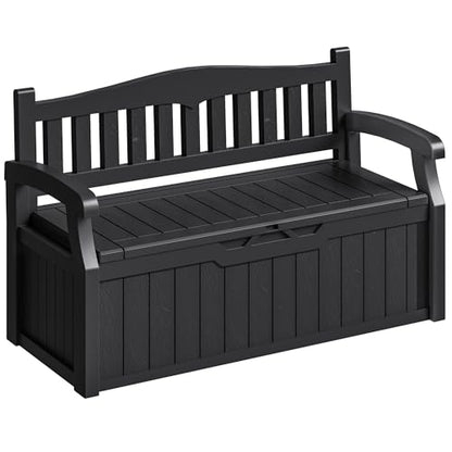 Homall 75 Gallon Outdoor Storage Benches Lockable Deck Box Waterproof - color: Black