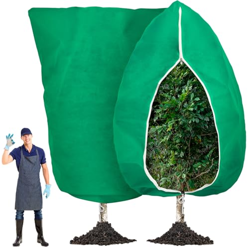 1 Pcs 13 x 13 ft Plant Covers Freeze Protection Extra Large Frost Cloth Plant Covers with Zipper Drawstring Winter Cold Weather Frost Blankets for Outdoor Palm Fruit Tree and Shrubs (Green) - color: green, size: 13 x 13 ft