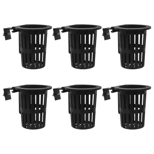 6 Pack Aquarium Plant Holder Wall Mounted Hydroponic Basket for Fish Tank Aquatic Plants Pond Plants Vertical Gardening Plastic Mesh Net Pot 3.93 X 3.54 X 2.36 in