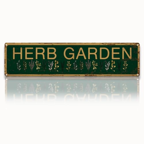 Herb Garden Metal Tin Sign, Vintage Rustic Garden Decor, Farmhouse Botanical Wall Decor, for Kitchen Yard Fence Porch Door, Outdoor Gardens Decoration, Ideas for Gardening Lovers, 15.7 x 3.9 Inches - color: Garden 15