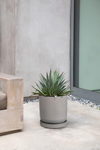 Veradek Mason Series Lima Planter & Drip Tray - Large Round Outdoor Planter - color: Gray, size: 10 inches - 2 Pack with Saucers