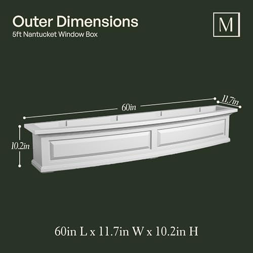 Mayne Nantucket 60in Self-Watering Rectangular Window Box Planter, White - color: White, size: 60in