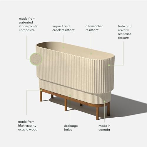 Veradek Demi Series Raised Long Planter - Wide Planter with Stand - color: Sand/Brown, size: 30 inch - 2 Pack