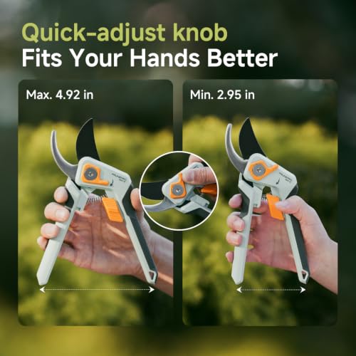 PrunePro® 3 Pack Garden Pruning Shears Set - 8" Bypass Prunes 7" Garden Scissors 27"-35" Extendable Hedge Shears Effortless Cut Stainless Steel Sharp Blade Arthritis Friendly Plant Clippers