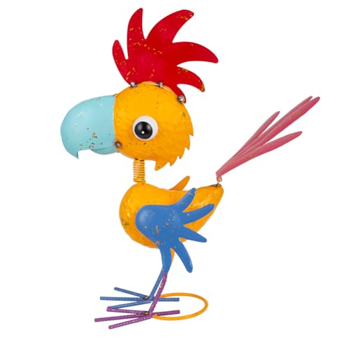 Metal Rooster Garden Statue for Outside, Patio, Law - color: Yellow-rooster