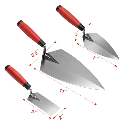 6-Pieces Masonry Hand Tool Set, Brick, Pointing, Margin, Tuck Pointing Trowel & Convex Brick Jointer - size: 6pcs