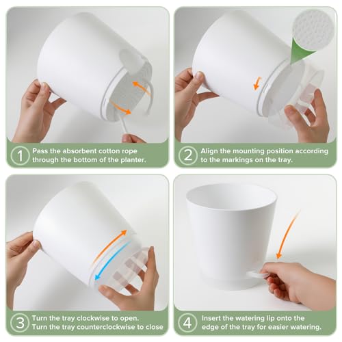 GARDIFE 2026 Upgraded Self Watering Plant Pots with Drainage Hole, 8/7/6.5/6/5.5/5/4 Inch Flower Planting Containers for House Plants, African Violet, Flowers, Cactus (White, 8+7+6.5+6+5.5+5+4 inch) - color: 8-white-upgraded, size: 8+7+6.5+6+5.5+5+4 inch