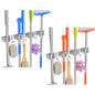 2 Pack Broom Holder Wall Mount Mop Organizer, 4 Racks 3 Hooks
