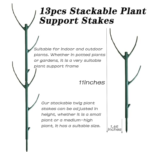 Yvpsi 12Pack Stackable Plant Support Stakes Twigs Plant Stakes for Indoor