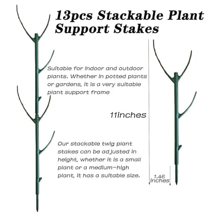 Yvpsi 12Pack Stackable Plant Support Stakes Twigs Plant Stakes for Indoor