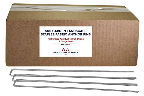 Pinnacle Mercantile Garden Stakes 12 Inch 9 Gauge Galvanized Steel Landscape Staples, Heavy Duty Landscape Fabric Stakes 100 Pack for Weed Barrier, Sod, Edging, Fencing and Drip Irrigation Made in USA - size: 9 gauge - 12 inch