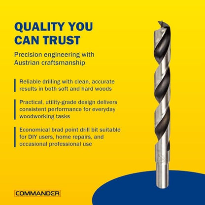 Chrome-Vanadium Brad Point - Ground Wood Drill Bit Woodworking - 7/16 Inch - size: 7/16 in