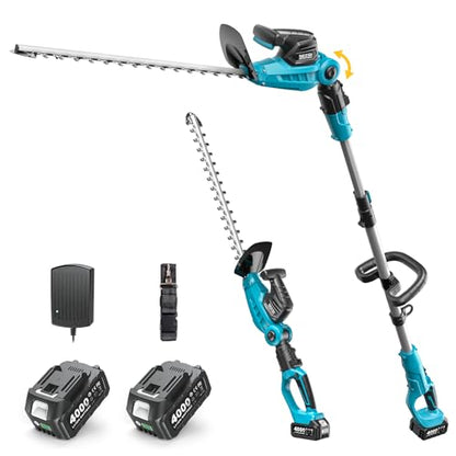 SEESII 2-in-1 Pole & Hedge Trimmer Cordless,20" Electric Bush Trimmer 8.5ft