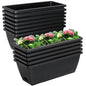 12Pcs 17Inches Rectangle Planter Box with Drainage Holes and Trays - color: Black