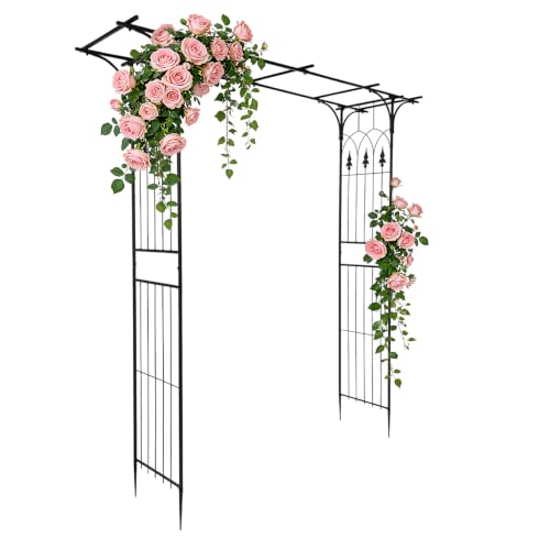 VINGLI Garden Arbor, Arch Archway for Wedding Ceremony Party, Steel Garden Trellis for Plant Climbing, Christmas Decorations Pergola for Backyard, Lawn, for Hallowmas (Black) - color: Black