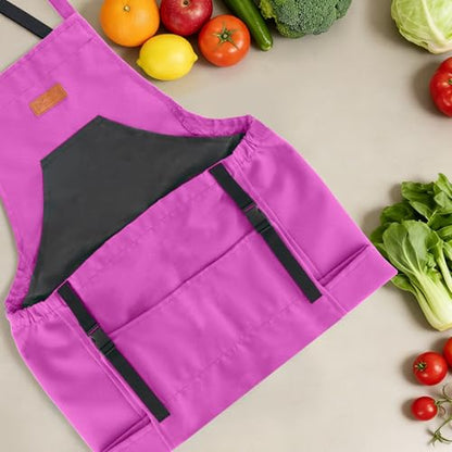 Gardening Apron with Bottom Quick Release Kangaroo Pocket for Women, Men - color: Purple