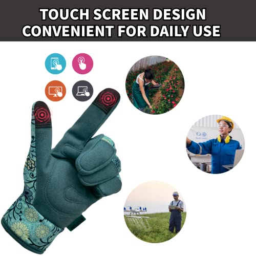 Cute Pattern Gardening Gloves,Thornproof Garden Glove,Gardener Gift - color: 2 Pairs Per Pack-lake Blue, size: Large