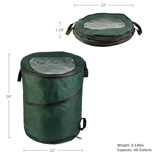 Wakeman Pop Up Outdoor Trash Can, Green, 46 Gallon