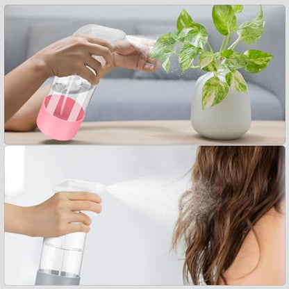 Glass Spray Bottles - 2 Pack 16 oz Clear Spray Bottles with Silicone Sleeve - color: Pink&Grey
