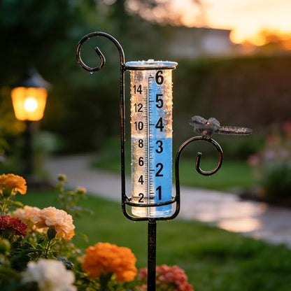 Rain Gauge Outdoor, Dragonfly Rain Gauge for Lawn, Yard and Garden - color: Dragonfly