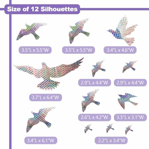 Anti Collision Window Bird Stickers Decals Glass Door Protect and Save Bird Strikes (Reflective) - color: Reflective