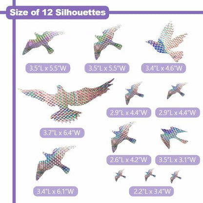 Anti Collision Window Bird Stickers Decals Glass Door Protect and Save Bird Strikes (Reflective) - color: Reflective