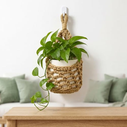 2 Pack Macrame Wall Hanging Plant Holder, Woven Basket Wall Planter for Indoor Greenery, Suitable for 4 Inch Small Plant Pots