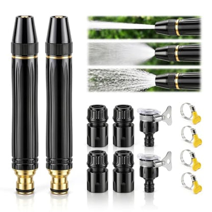 LusterAce High Pressure Hose Nozzle, Adjustable Garden Hose Spray Nozzle for Watering Plants, Patio Cleaning and Car Washing, 2 Pack