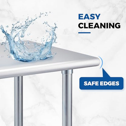 Profeeshaw Stainless Steel Prep Table 24''x36'' NSF Commercial Workbench - color: No Backsplash, size: 24''x36''
