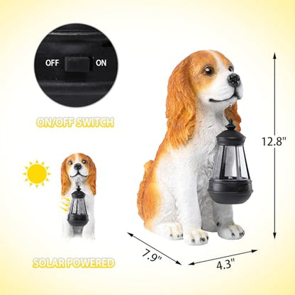 Dog Garden Statues, Cocker Spaniel Statue Holding Lantern Yard Decorations - style: American Cocker Spaniel