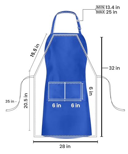 Utopia Kitchen Bib Aprons 10 Pack Adjustable With 2 Pockets - color: Blue