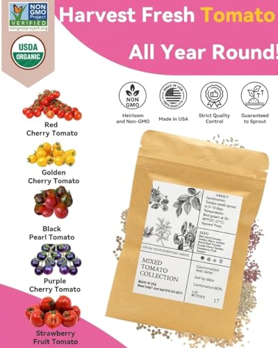 Mixed Cherry Tomato Seed Pod Kit Compatible with AeroGarden, Ahopegarden,URUQ, LETPOT Hydroponic Growing System, 8 Complete Pods with Red, Golden, Black, Purple & Strawberry Fruit Tomato Seeds - color: Mixed Tomato