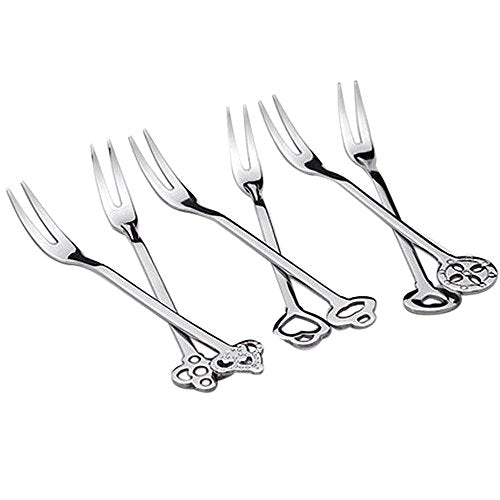 6 Pack Small Forks for Appetizers Seafood Pickle Cocktail, Stainless Steel
