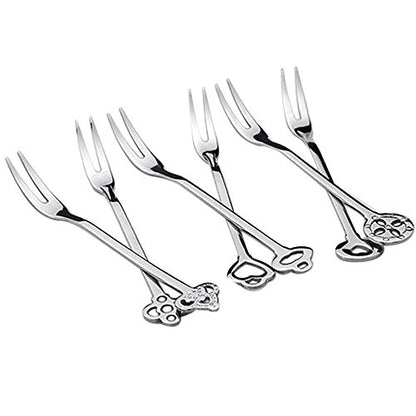 6 Pack Small Forks for Appetizers Seafood Pickle Cocktail, Stainless Steel
