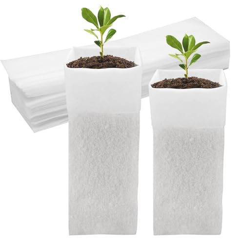 CANIPHA 60Pcs Nursery Grow Bags, Biodegradable Non-Woven Fabric Plant Bags, Seedlings Growing Pots for Vegetable Flowers Fruits Tree Planting (12.2 3.3 Inches)
