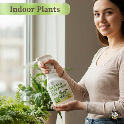 Neem Oil Spray for Plants with Peppermint - Makes 320 Fl Oz - 20 Times Refill- DIY Kit 16 Oz | Indoor & Outdoor Leaf Wash & Shiner, Multi Purpose