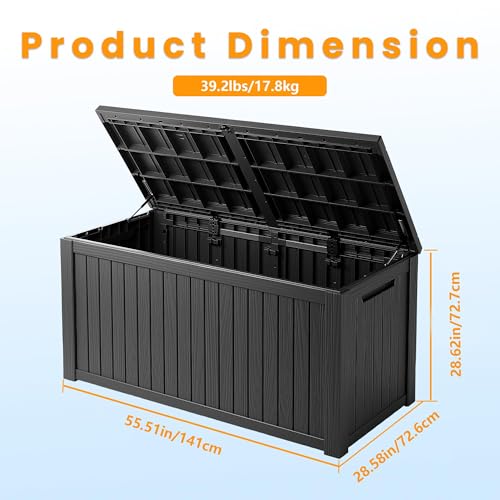 200 Gallon Waterproof Outdoor Storage Box, Lockable Deck Boxes With Handle, Indoor and outdoor Resin Storage Box for Garden Tools, Patio Cushions, Package Delivery, Black - size: 200 Gal