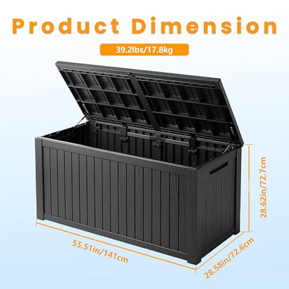 200 Gallon Waterproof Outdoor Storage Box, Lockable Deck Boxes With Handle, Indoor and outdoor Resin Storage Box for Garden Tools, Patio Cushions, Package Delivery, Black - size: 200 Gal