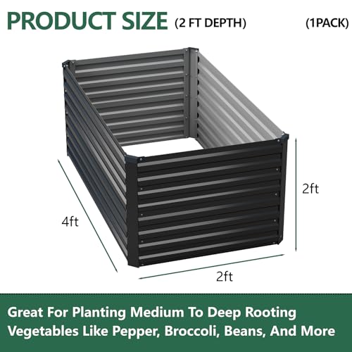 Vengarus 4x2x2ft Galvanized Raised Garden Bed,Metal Raised Beds Kit Black - color: Black, size: 4x2x2 ft