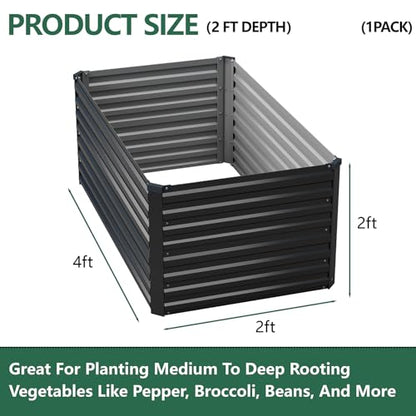 Vengarus 4x2x2ft Galvanized Raised Garden Bed,Metal Raised Beds Kit Black - color: Black, size: 4x2x2 ft