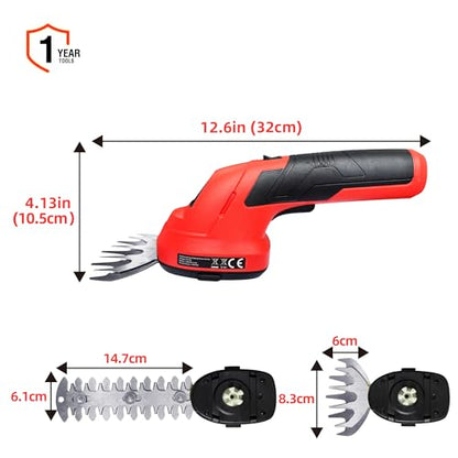 Cordless Grass Shear & Shrubbery Trimmer 2 in 1 Handheld Electric Grass Trimmer Hedge Shears/Grass Cutter