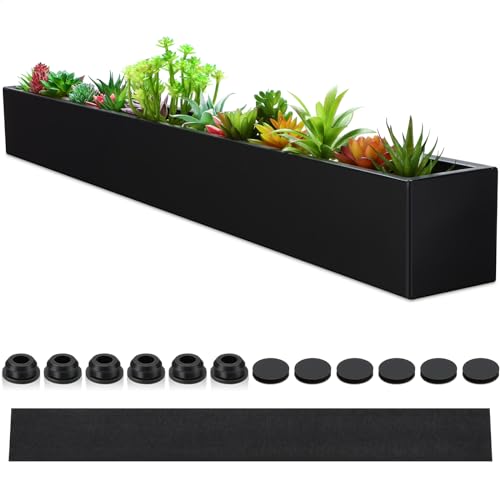FillTouch 32 x 3.5 x 3.5 Inch 1 Pcs Long Rectangular Planter Box,Black - color: Black, size: 32 x 3.5 x 3.5 Inch