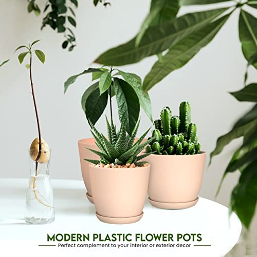 Plant Pots Indoor with Drainage, 5 Pack Multi-Size Planters Set, Pink - color: Peach Pink, size: Pack of 5
