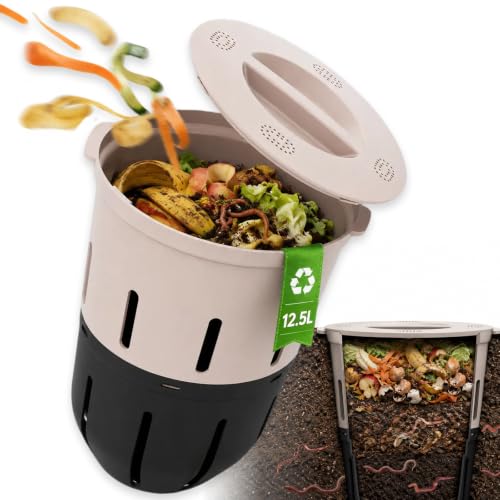 Inground Worm Composter, Outdoor Underground Worm Farm 3.3 Gallons, Garden Worm Compost Bin from Kitchen Food Waste, Black+Gray (10.7x10.7x13Inch) - size: 1 Pack