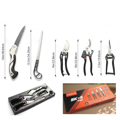Garden Tool Set 5PC, SK5 Steel Shears + 2 Folding Saws