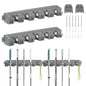 HOME MASTER HARDWARE (2 Pack 16 in Broom Mop Holder Garage Storage Organizer with 5 Racks 6 Hooks Adjustable Wall Mounted Storage Tool for Lanudry Garage Kitchen Garden