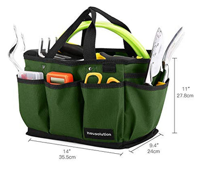 Housolution 14 Inch Gardening Tote Bag, Garden Tool Storage Bag, Dark Green - color: Dark Green, size: 14 Inch
