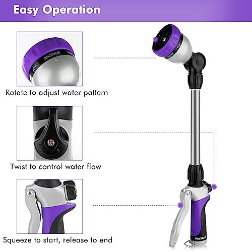 RESTMO Heavy Duty Metal Hose Wand, Watering Wand for Garden Hose - color: Purple